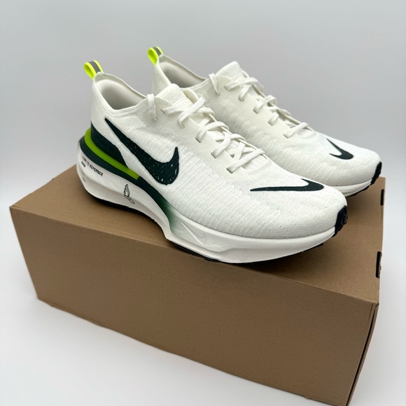 New Nike ZoomX Invincible Run FK3 White Green Black 13 Shoes Wake Up Package - Picture 3 of 10